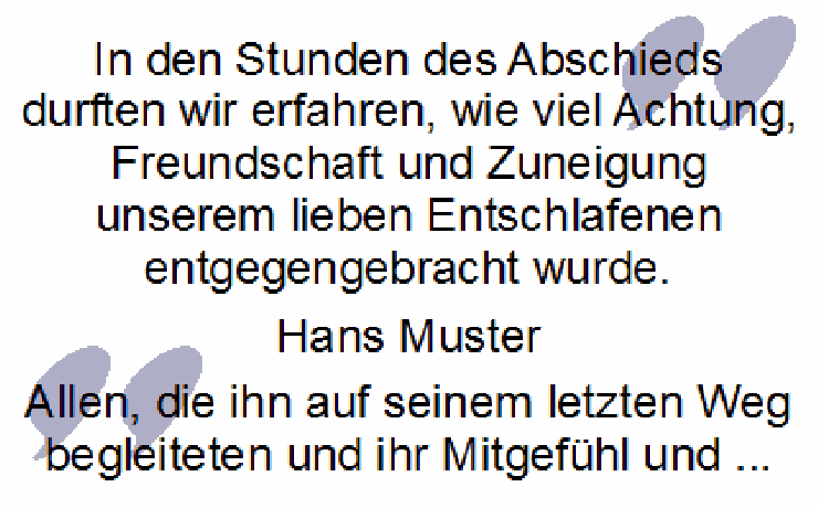 Trauerdanksagung: In den Stunden des Abschieds