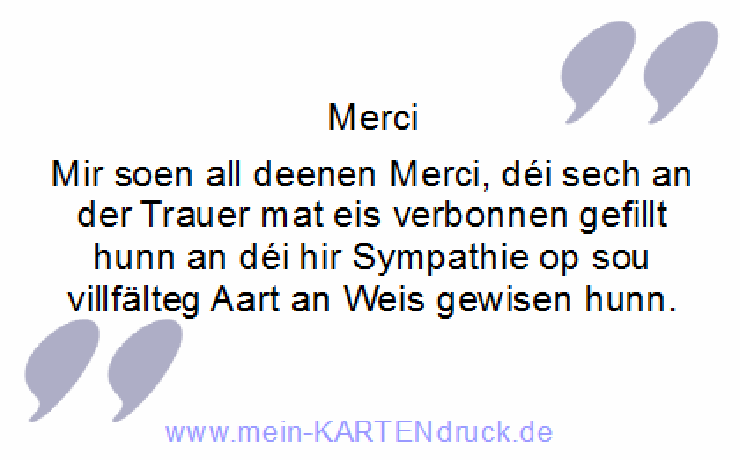 luxemburgisch Trauer Sympathie Merci