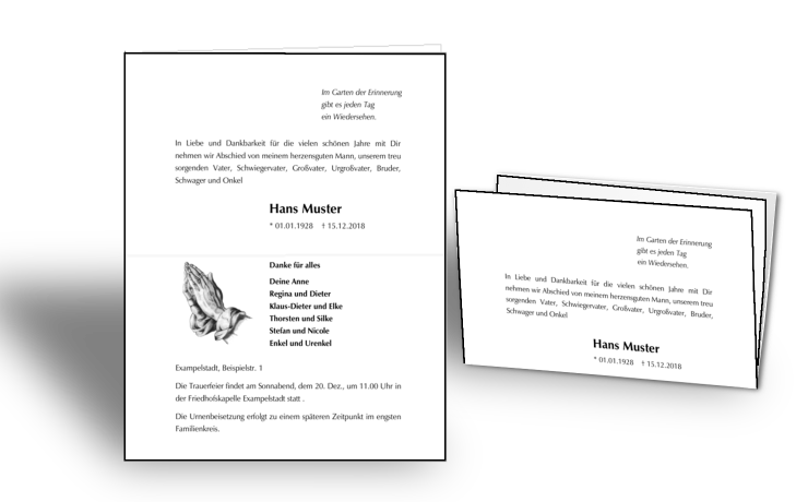 Trauerbrief mit klassischem Trauerrand handgerändert