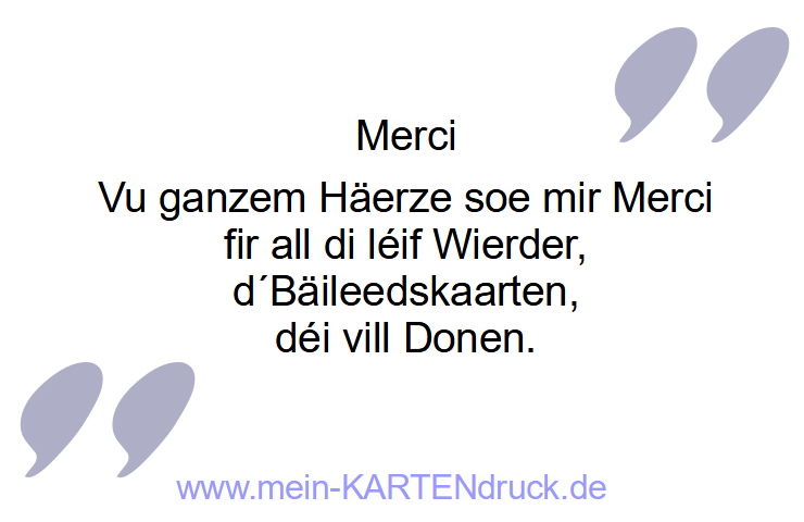 luxemburgisch Trauer vu Häerze Merci