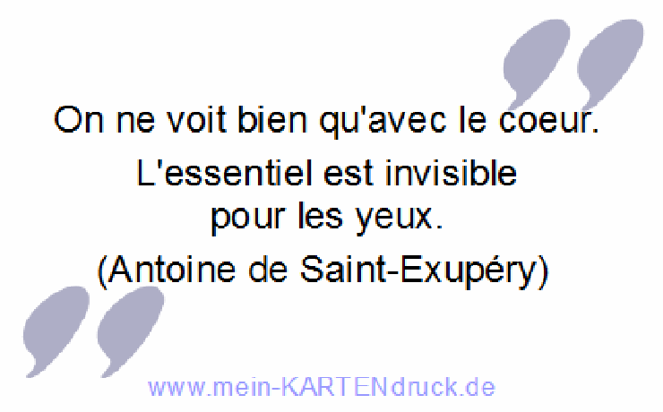 französischer Trauerspruch Exupéry: L'essentiel est indisponible.