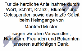 Trauer Danksagungstext: Für die herzliche Anteilnahme