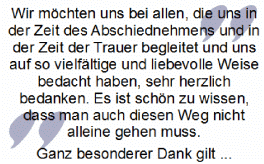 Danksagungstext Wir möchten uns bei allen bedanken, Abschied Trauer begleitet