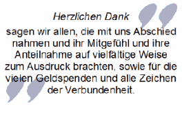 Danksagungstext im Trauerfall: Herzlichen Dank sagen wir...Abschied...Mitgefühl