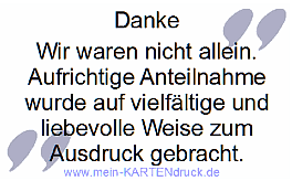 Trauer Danksagung: Danke wir waren nicht allein zum Druck auf Trauerkarte