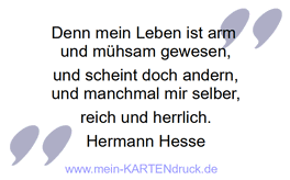 Trauerspruch von Hesse für Danksagungen: mein Leben ist arm und mühsam