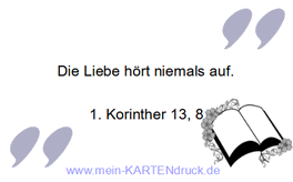 Trauerzitat: Liebe hört nie auf - Bibelzitat