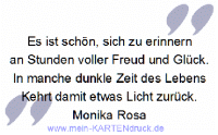 Trauerspruch von M.Rosa: Es ist schön, sich zu erinnern an Stunden voller Freud und Glück.