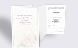 Trauerkarte Trauerkarte Traueranzeige Blumenmotiv Rose pastellBlumenmotiv Rose pastell